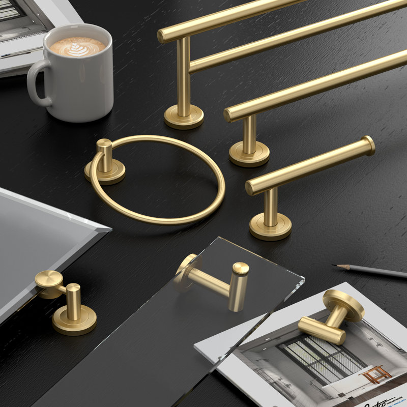 Gatco Latitude II Single Robe Hook - Brushed Brass Wall Mounted Towel Hook - View #9